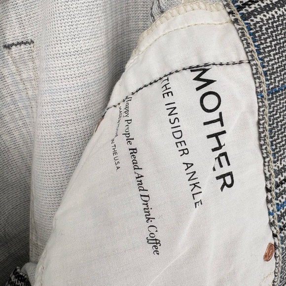 MOTHER The Insider Cropped Ankle Pants | Sz 28 | Grey/Blue Plaid - Picture 7 of 12